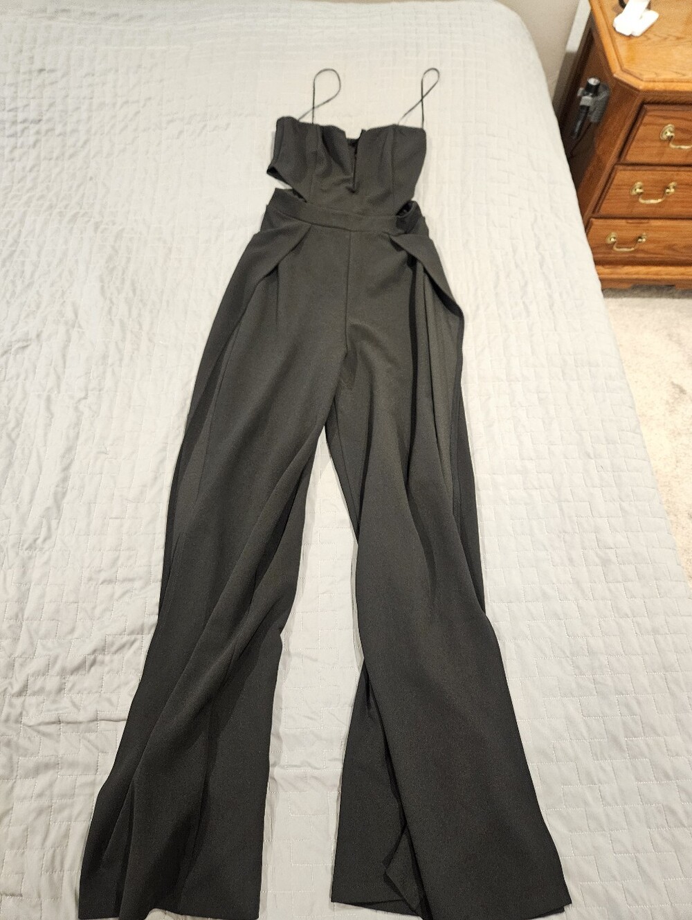 Rethm Black Strapless Wide-Leg Jumpsuit Small